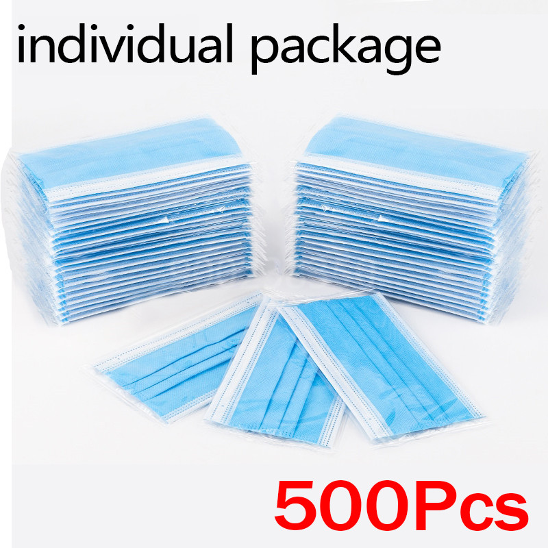 10-500 個使い捨て大人個別パッケージマスクフィルターメ - Disposable Mask Blue のレビューと価格